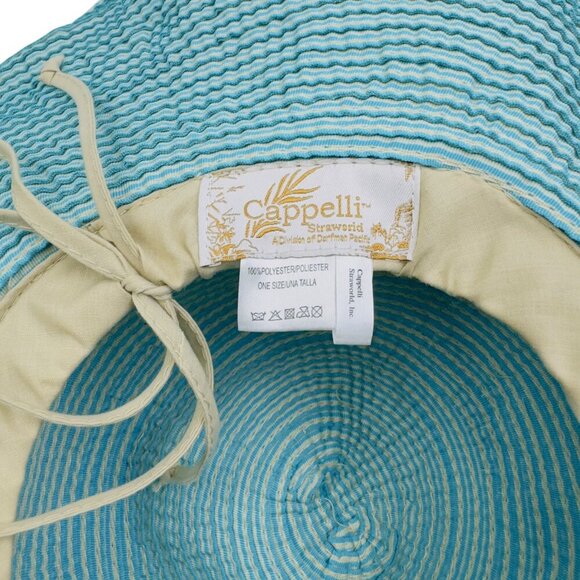 Cappelli White/Turquoise Wide Brim Floppy Packable Bendable Sun Hat Women's - Picture 8 of 10